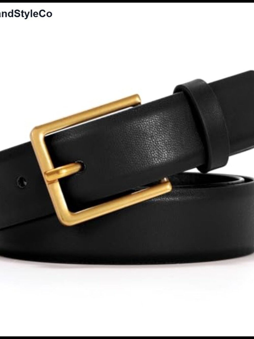 Women's Leather Belt with Rectangle Buckle, Faux Leather Dress Belt for Jeans,